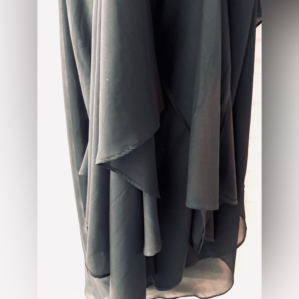 Heavenly Hues Black Maxi Dress Romantic Chiffon Flowing plunging V-neckline Sz S - Picture 4 of 9